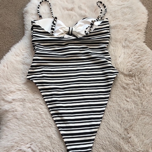 Forever 21 Striped Tie Front Detail One Piece Swimsuit - Picture 5 of 5